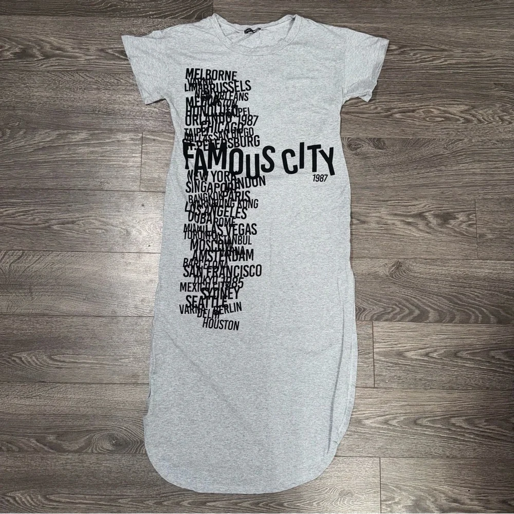 Fashion‎ Nova Women’s Gray FAMOUS CITY 1987 Maxi Dress Size Small - Picture 7 of 13
